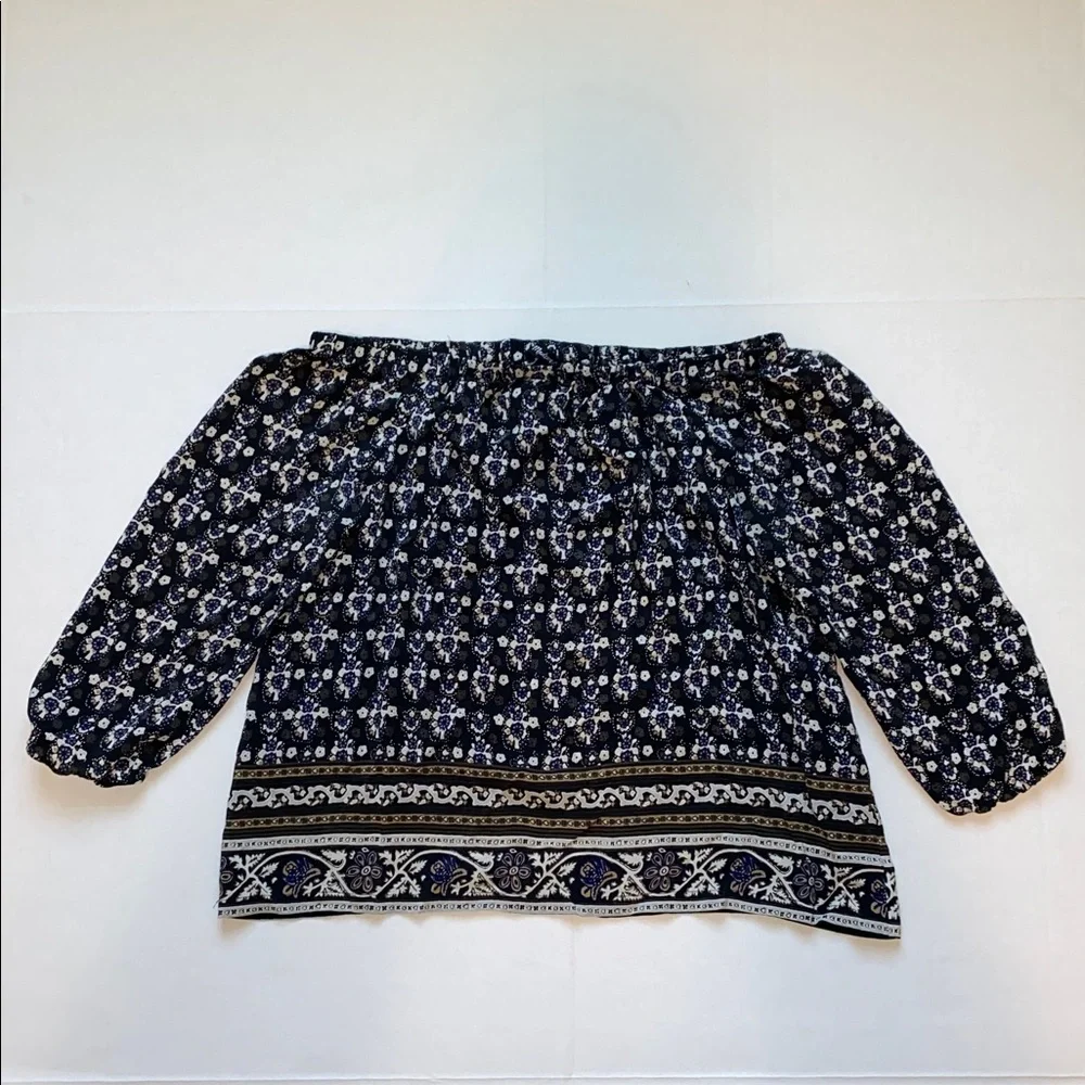 Madewell Garden House Silk Floral Off the Shoulder Boho Blouse‎